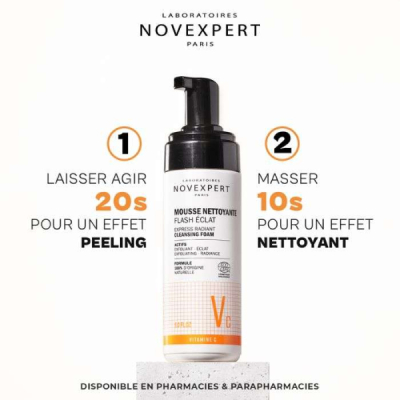 NOVEXPERT - Flash eclat mousse nettoyante 150 ml | UNIKA