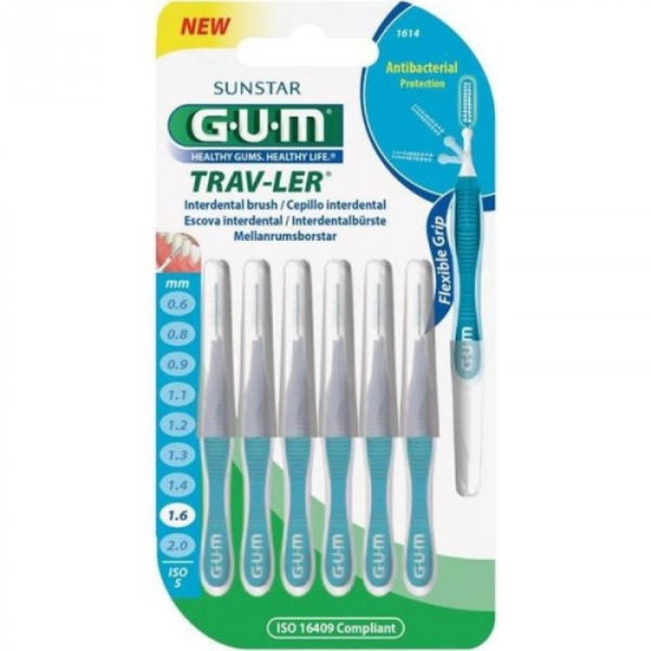 GUM - 6 Brossettes interdentaires fine 1.6 mm ref 1614