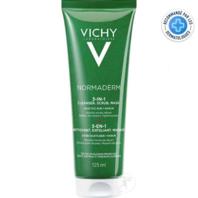 VICHY - Normaderm 3 en 1exfoliant nettoyant masque 125 ml