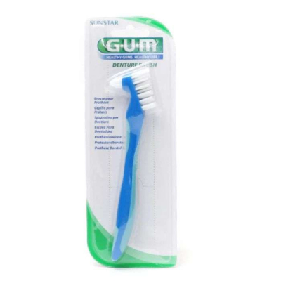 GUM - Brosse a dents prothese special dentier avec 2 tetes