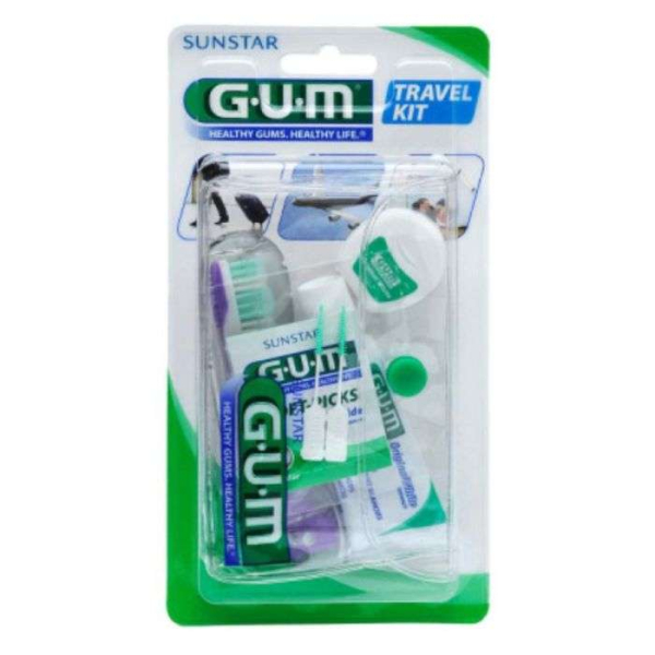 GUM - Kit voyage brosse a dents+ fil dentaire+dentifrice ref 156