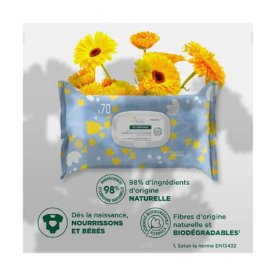 KLORANE - Bebe lingettes nettoyantes pour le change boite de