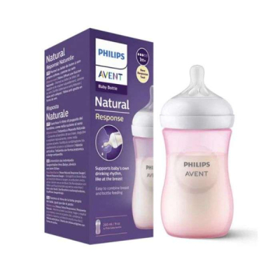 AVENT - Natural response biberon 1mois+ 260ml rose | UNIKA