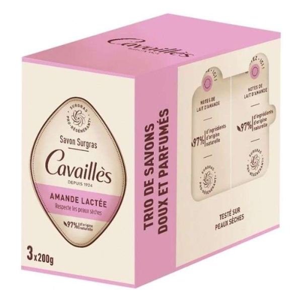 ROGE CAVAILLES - Trio de savons doux et parfumes amande lactee 3 x 200g