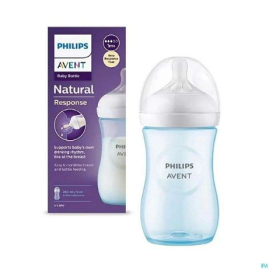 AVENT - Natural response biberon 1mois+ 260ml bleu | UNIKA