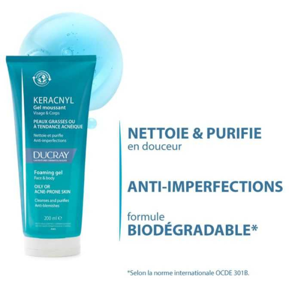 DUCRAY - Keracnyl gel moussant 200 ml