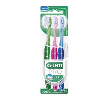 GUM - Pro 3 brosses a dents medium ref 528 | UNIKA