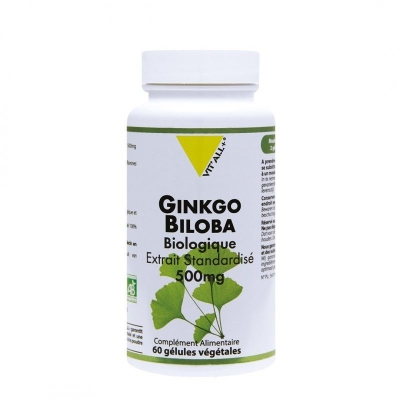 Vitall+ Ginkgo Biloba Bio 500mg - 60 Gélules | UNIKA
