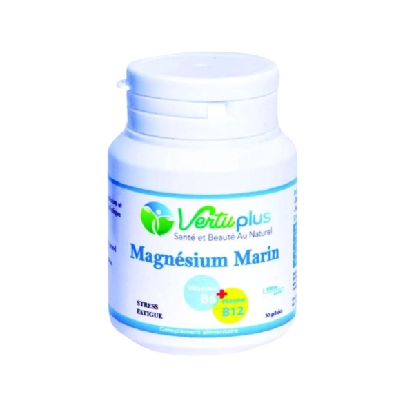 Vertu Plus Magnésium Marin & Vitamines B6 B12 - Réduction Stress & Fatigue