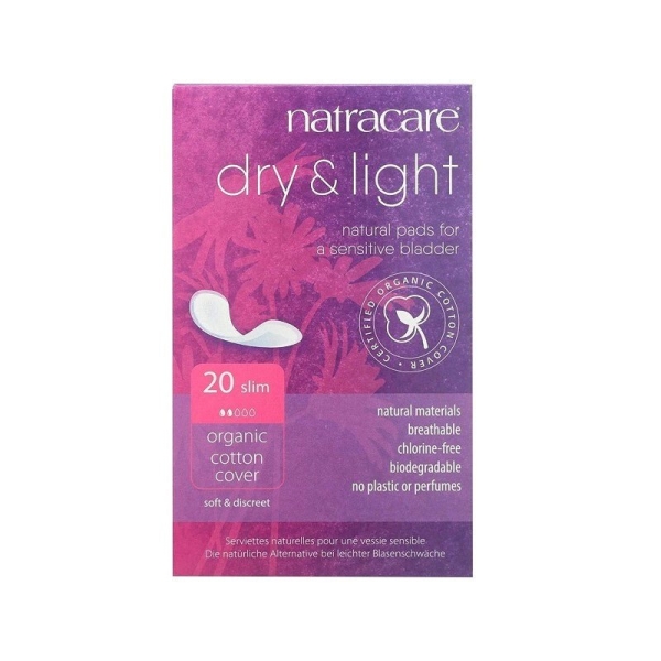 Natracare Serviettes Dry & Light pour Légère Incontinence - 20 Unités