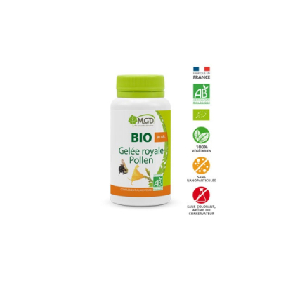 MGD NATURE - Bio gelée royale pollen 90 gélules | UNIKA