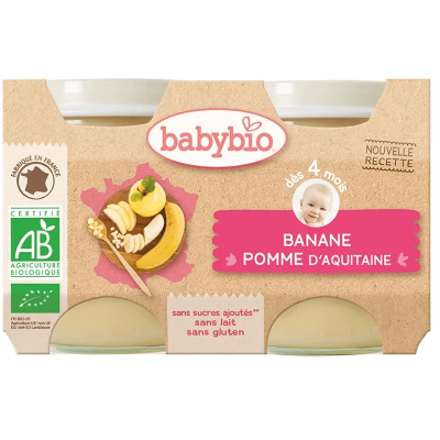 Babybio Purée de Pomme et Banane Bio 2x130G | UNIKA