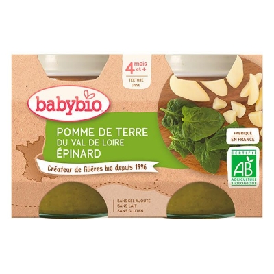 Babybio Petit Pot Pomme de Terre et Épinard 2x130g | UNIKA