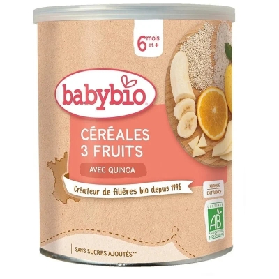 Babybio Céréales 3 Fruits avec Quinoa 220g | UNIKA