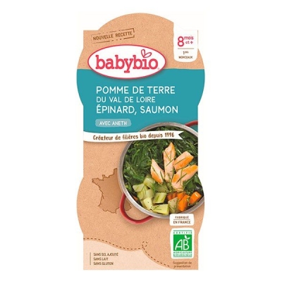 Babybio Bol Pomme de Terre Épinard Saumon 2x200g