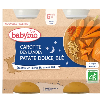 Babybio Petit Pot Bio Carotte Patate Douce Blé 6M+