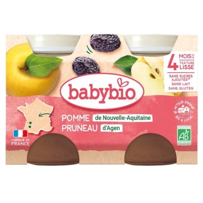 Babybio Petit Pot Pomme Pruneau Bio 4 Mois+ | UNIKA