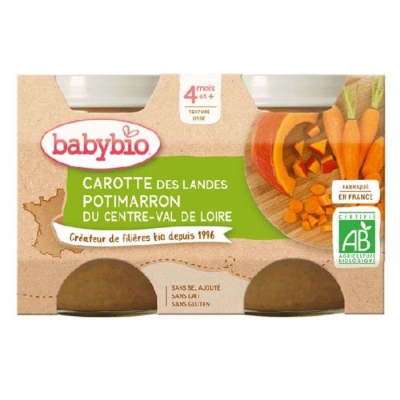 Babybio Purée Carotte et Potimarron Bio 4 Mois+ | UNIKA