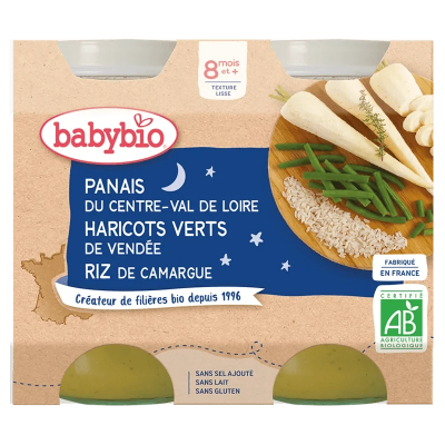 Babybio Purée Panais, Haricots Verts et Riz Bio 8m+