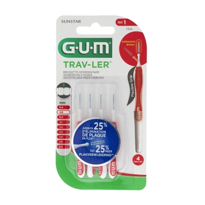 GUM Brossettes Trav-Ler 0.8 mm - Pack de 4 | UNIKA